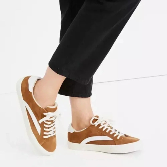 Madewell Sidewalk Low-Top Sneakers in Suede and Sherpa - Picture 1 of 2